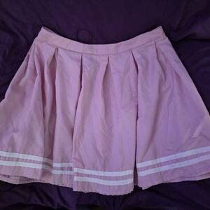 Hot Topic Light Pink Mini Skirt with White Stripes
